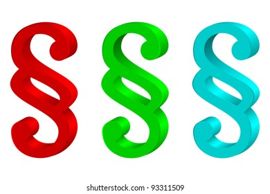 Red, green and blue paragraphs on a white background.