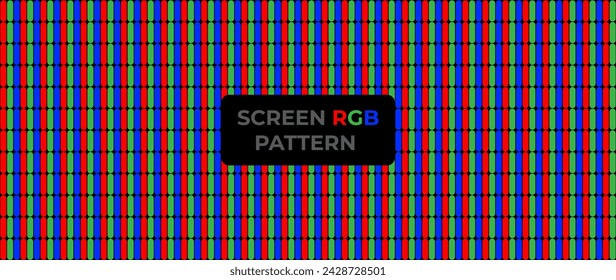 red, green and blue or RGB LED screen, television screen backlight lights seamless pattern in black background for banner, background, designs, retro 