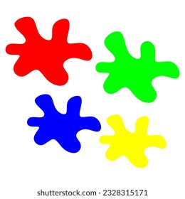 red green blue yellow paint on white background