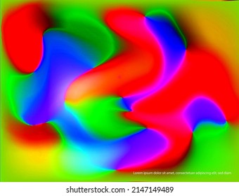 Red, green, blue and yellow are used as fluorescent colors in the design.
