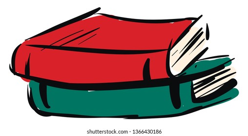 Red and green book vector illustration on white background