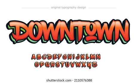 red and green brush stroke graffiti 3d typography