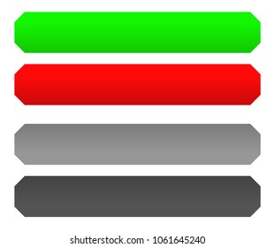 Red and green button / banner / tag set with disabled versions