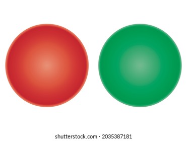 Red and green button icon on white background.