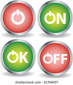 red and green button of on off and ok
