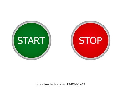 Red and green button. Start and stop button set