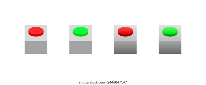 Red and green buttons icons. Flat style. Vector icons