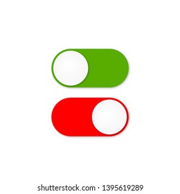 red and green buttons on/off with shadow, vector