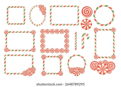 Red and green candy cane frame pack for Christmas layout