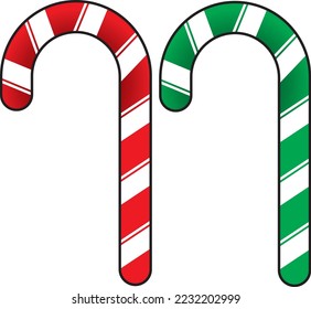Red and Green Candy Canes with Black Strokes