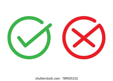 Red and green check cross icon symbol vector design .