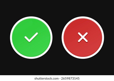 Marcas rojas y verdes, correctas e incorrectas.