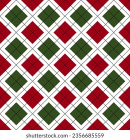 Red Green checkered gingham Color pattern. Traditional fabric seamless vector. Suitable for children, decoration paper, design, concept, clothing, wrapping, handicraft