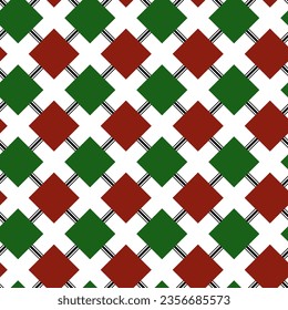 Red Green checkered gingham Color pattern. Traditional fabric seamless vector. Suitable for children, decoration paper, design, concept, clothing, wrapping, handicraft