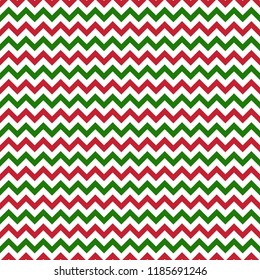 Red and Green Chevron Seamless Pattern - Red, white, and green zig zag chevron design