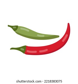 Red and green chili pepper cartoon illustration. Salad making process isolated on white background. Restaurant, culinary, dinner concept