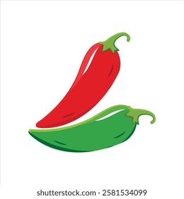 Red Green chili pepper vegetable for cooking meals. A bright element Vector illustration Flat Design Vegetable Icon