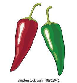 Red and green chili peppers