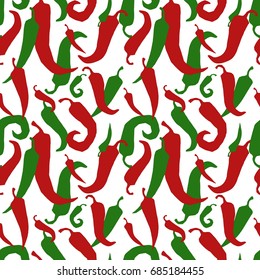 Red, green chili peppers.Seamless pattern.