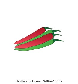 Red and green chilies hand drawn vector design