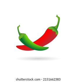 Red and Green Chilli isolated on white