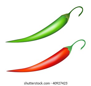 red and green chilli peppers. vector illustration