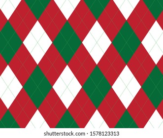 Red and Green Christmas Argyle Background