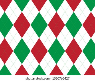 Red and Green Christmas Argyle Background