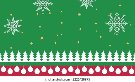 Red and green christmas banner backgroud with trees snowflakes and baubles