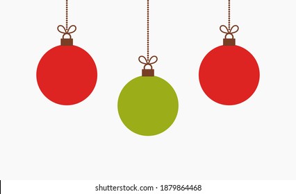 Red and green Christmas baubles. Vector illustration.