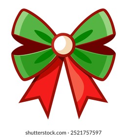 Um arco de Natal vermelho e verde com um centro vermelho no branco