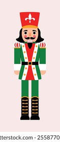 Red and Green Christmas Nutcracker Illustration