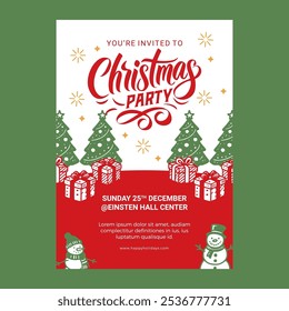 Red and Green Christmas Party Flyer with Holiday Cheer Design