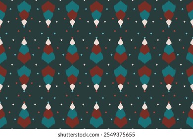 Red and green Christmas Seamless ikat pattern Thailand