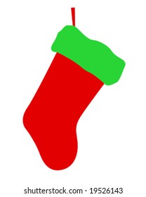 Red and green christmas stocking vector illustration