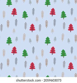 Red and green christmas tree pattern background. Perfect rapport.