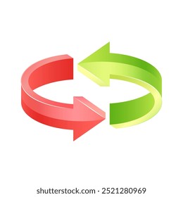 Red and green circular opposite arrows, abstract logo or symbol.