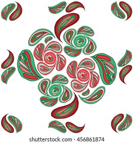  red and green color abstract  pattern background hand draw