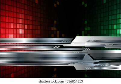 red green color Light Abstract Technology background for computer graphic website internet and business. circuit. black background. text box. label. card. cyber. website. www. digital. infographics