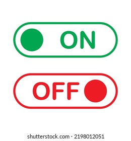 Red and Green Color On and Off Switch Button on White Background - Vector Gradient Graphic Design.