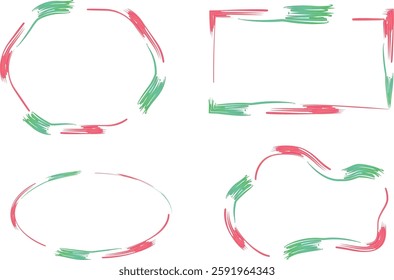 red green colorful abstract thick dotted line irregular frames collection