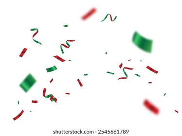 Red and green confetti celebration banner, christmas decoration background