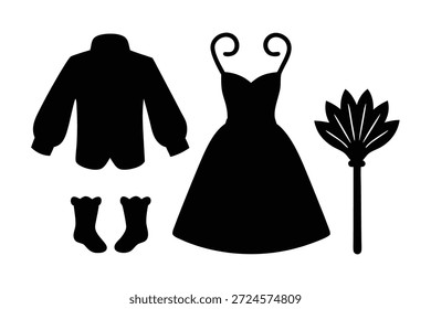 conjunto de elementos de traje vermelho e verde