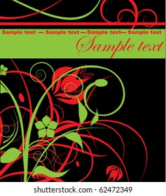 red and green decorative flowers and place for text