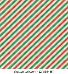 Red and green diagonal line Christmas pattern on white background