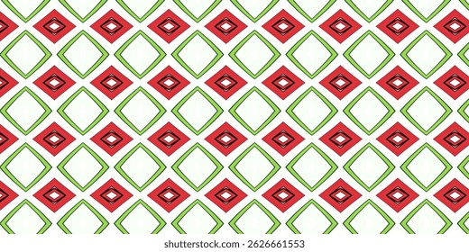 Red and Green Diamond Geometric Pattern