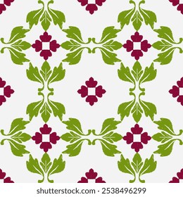 Red and green digital ikat pattern for creating beautiful fabric designs and other elements of the fashion industry and home interior (wrapping, silk, scarf, clothing, background, carpets, curtains) 