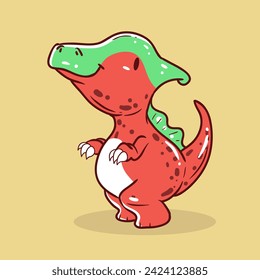 Red and green dinosaur element vector illustration