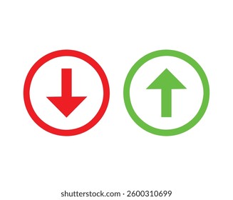 Red and Green UP and Down Arrow Icon – Directional Symbol Vector EPS File.