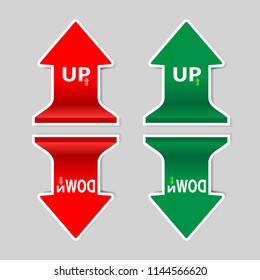Red and green Up down signs arrow with shadow